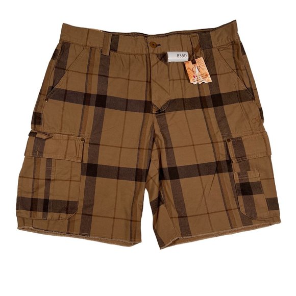 NWT Ocean Pacific(Op) Shorts Men's Cargo/Utility Shorts Cotton Plaid Brown 40 - Picture 14 of 14